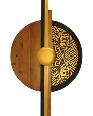 Decoratie din lemn pentru perete 40x88 cm auriu
