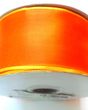 Panglica satin ribbon portocaliu deschis transparent cu margini  portocaliu deschis mat