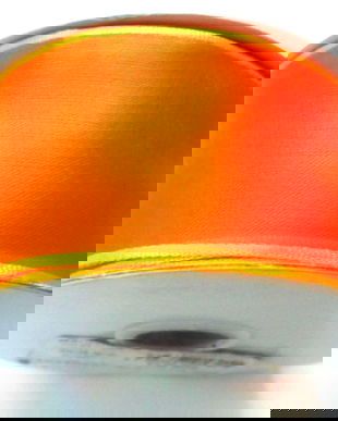 Panglica satin ribbon portocaliu deschis transparent cu margini portocaliu deschis mat