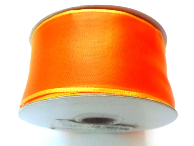 Panglica satin ribbon portocaliu deschis transparent cu margini portocaliu deschis mat