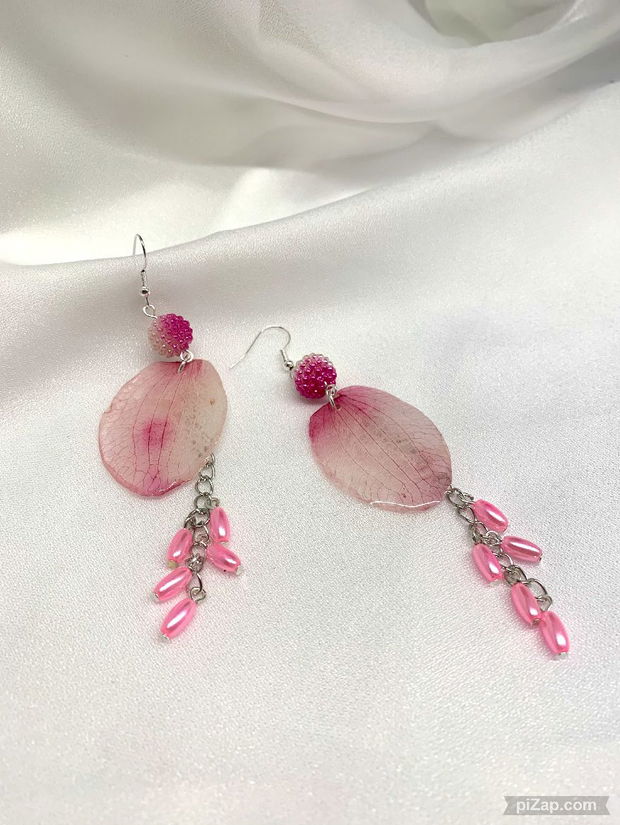 set bijuterii handmade unicat din rasina si flori naturale 00569