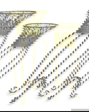 Set doua jardiniere din fier forjat antik green