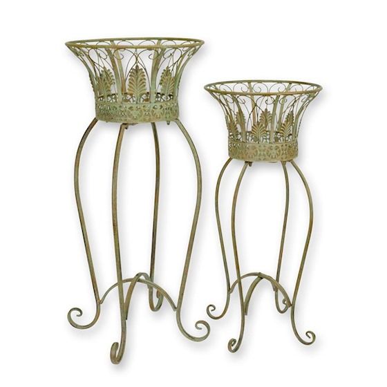 Set doua jardiniere din fier forjat antik green