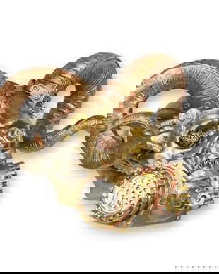 Craniu berbec-statueta steampunk din rasini