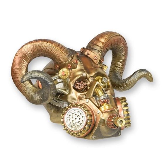 Craniu berbec-statueta steampunk din rasini