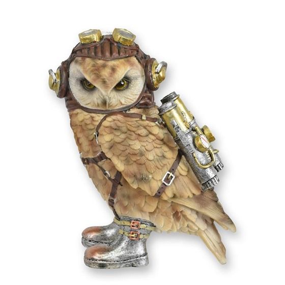 Bufnita inteleapta-statueta steampunk din rasini