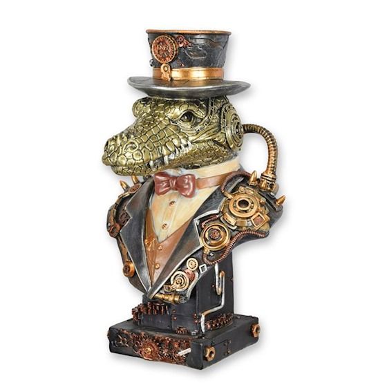 Crocodil-statueta steampunk din rasini