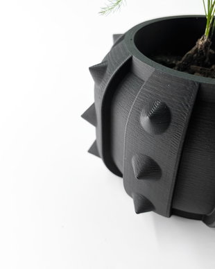 Ghiveci de flori 3d Spike rotund 13 x 9 cm, Culoare Verde