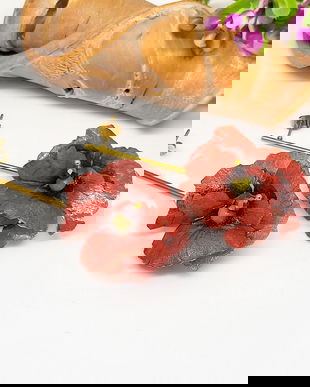 Cercei lungi cu  tija floare de mac