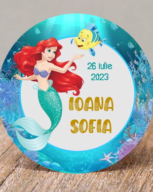 Etichete mărturii botez fetițe Micuța sirenă Ariel