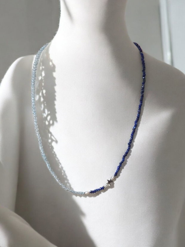 Colier lapis lazuli si topaz