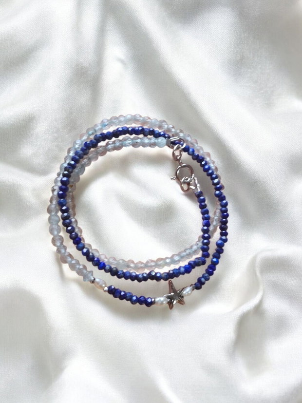 Colier lapis lazuli si topaz