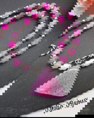 Colier handmade - agate frozen si perle cultura (cod1247)