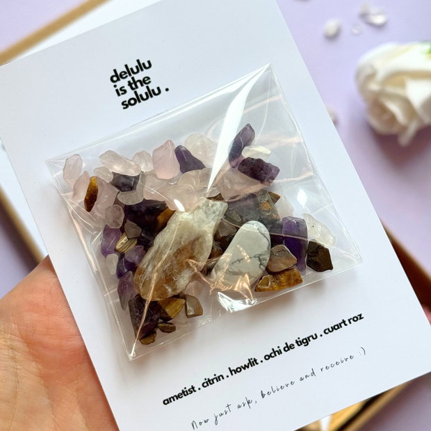 Mini-kit pentru manifestare cu cristale si palo santo - Delulu is the solulu :)