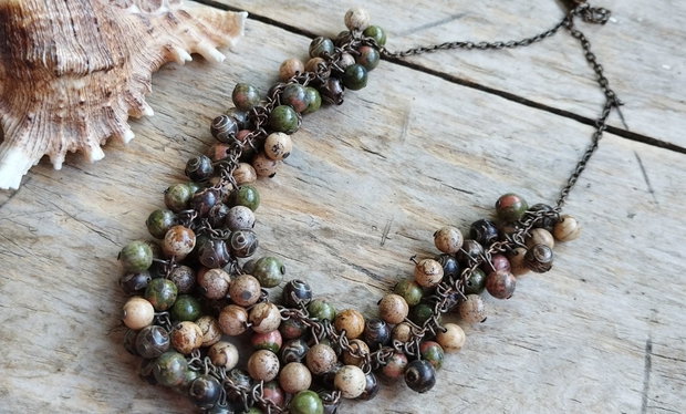 Abundenta - colier cu unakite, picture jasper