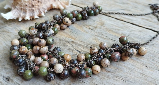 Abundenta - colier cu unakite, picture jasper