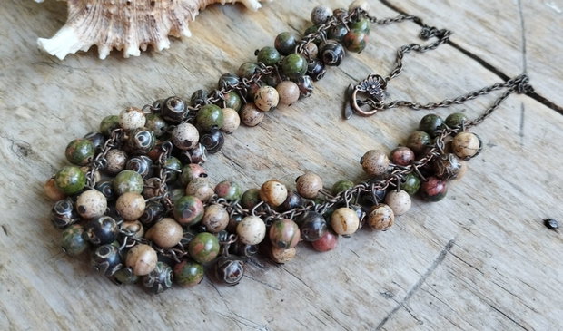 Abundenta - colier cu unakite, picture jasper