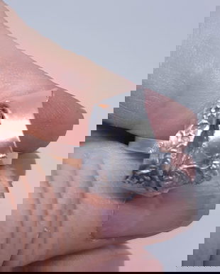 Inel unicat din argint pur, cu design abstract si combinatie de texturi