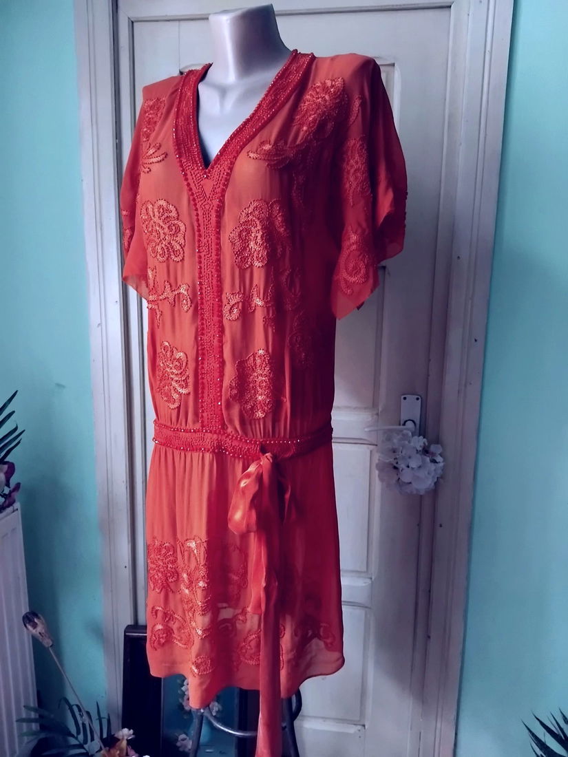 Bluza/tunica matase naturala brodata cu margele