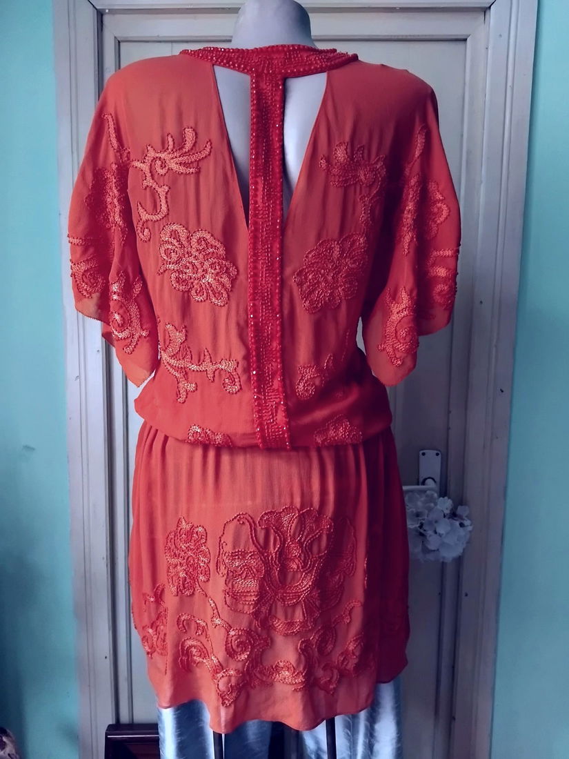 Bluza/tunica matase naturala brodata cu margele