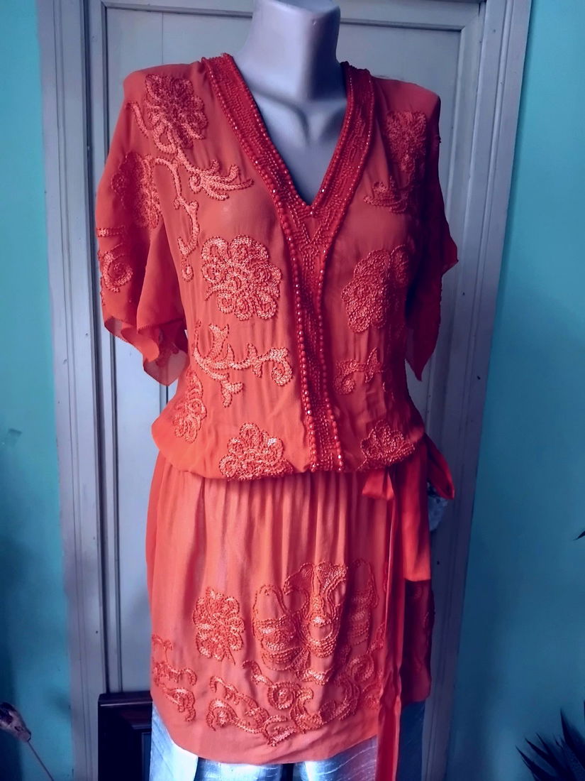 Bluza/tunica matase naturala brodata cu margele