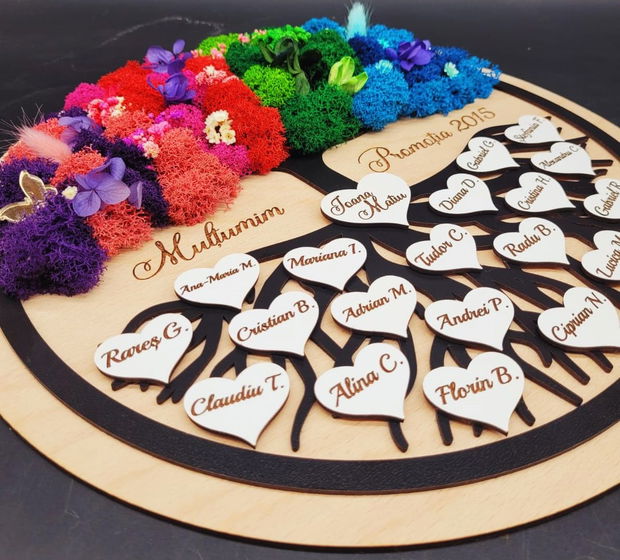 Pomul vietii cu licheni personalizat pentru Educatoare/Invatatoare, Cadou final de gradinita, cresa, scoala, 35 cm