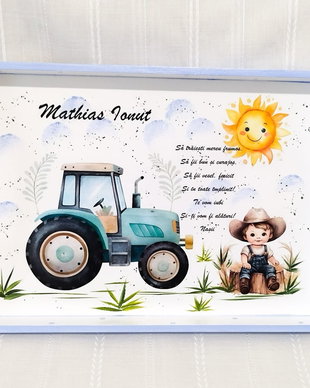 Tavita de mot baietel cu tractor