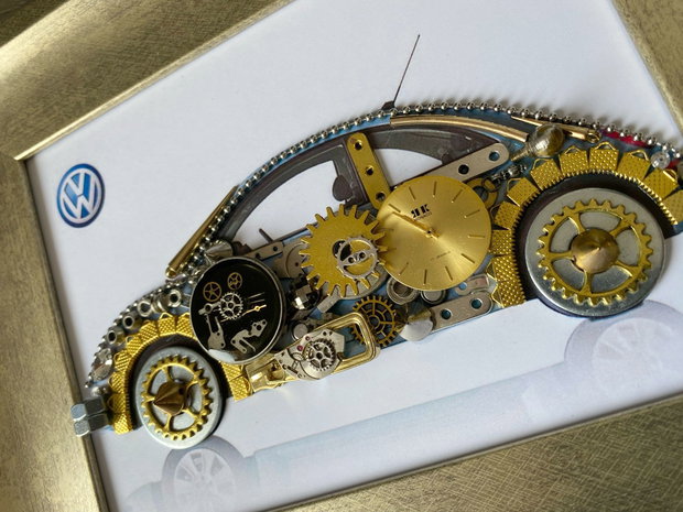 Masina model Volkswagen Beetle Cod M 694・Cadouri zile de nastere・Mecanism de ceas vintage・Piese de ceas