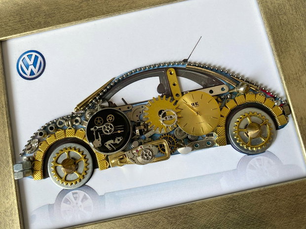 Masina model Volkswagen Beetle Cod M 694・Cadouri zile de nastere・Mecanism de ceas vintage・Piese de ceas