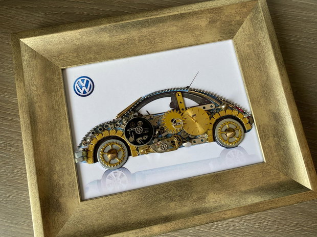 Masina model Volkswagen Beetle Cod M 694・Cadouri zile de nastere・Mecanism de ceas vintage・Piese de ceas