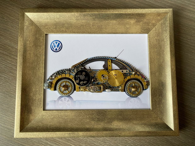 Masina model Volkswagen Beetle Cod M 694・Cadouri zile de nastere・Mecanism de ceas vintage・Piese de ceas