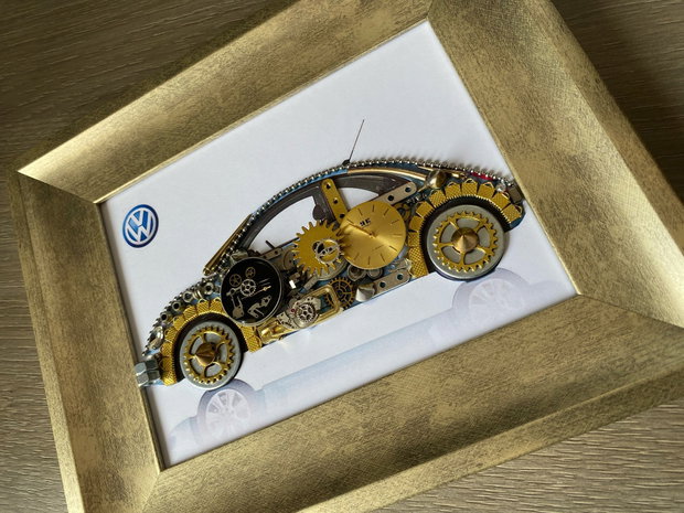 Masina model Volkswagen Beetle Cod M 694・Cadouri zile de nastere・Mecanism de ceas vintage・Piese de ceas