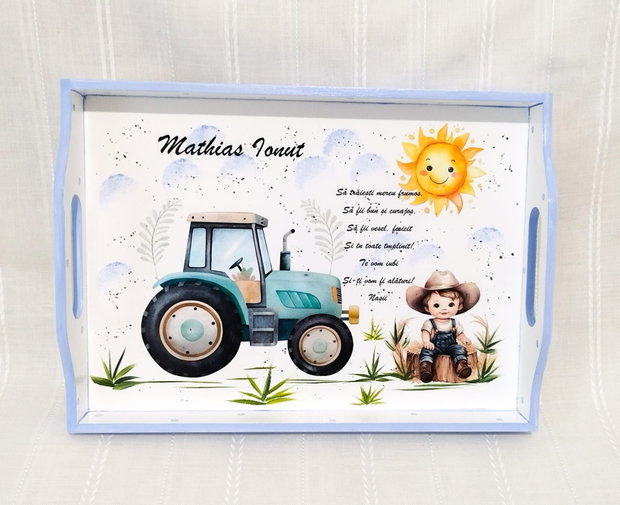 Tavita de mot baietel cu tractor
