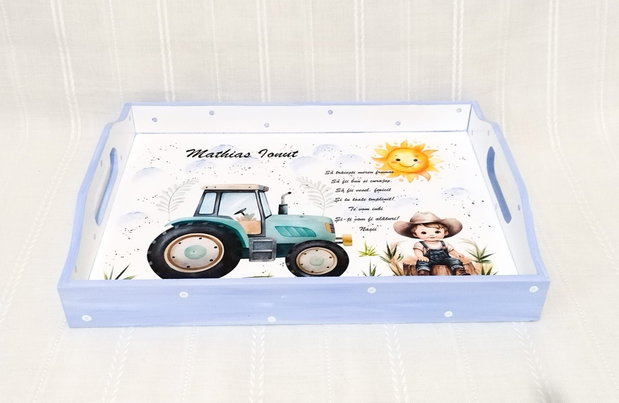 Tavita de mot baietel cu tractor