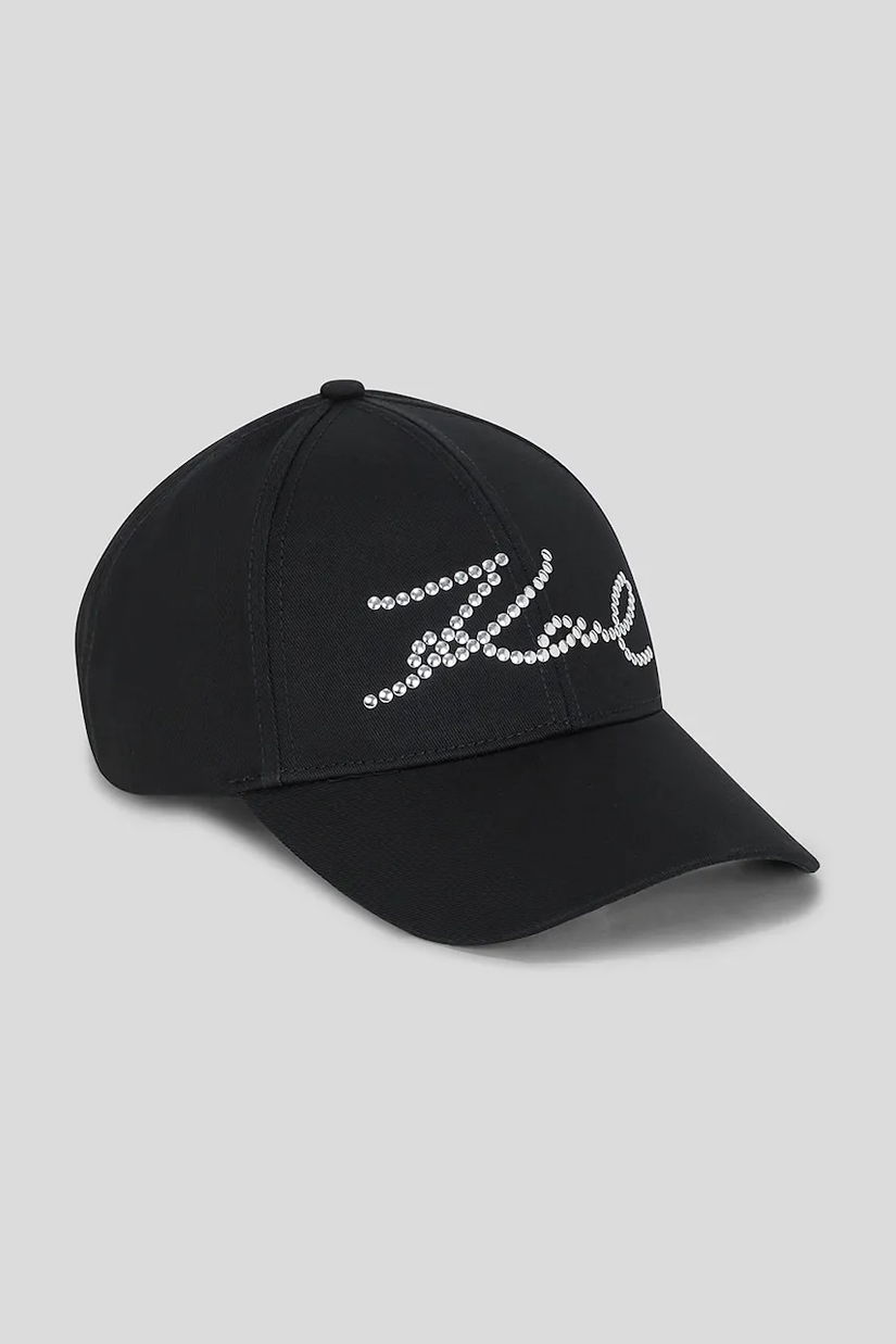 Karl Lagerfeld șapcă de baseball din bumbac culoarea negru, cu imprimeu, A3W33019