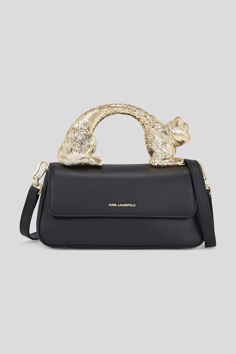 Karl Lagerfeld geantă de piele culoarea negru, A3W30348
