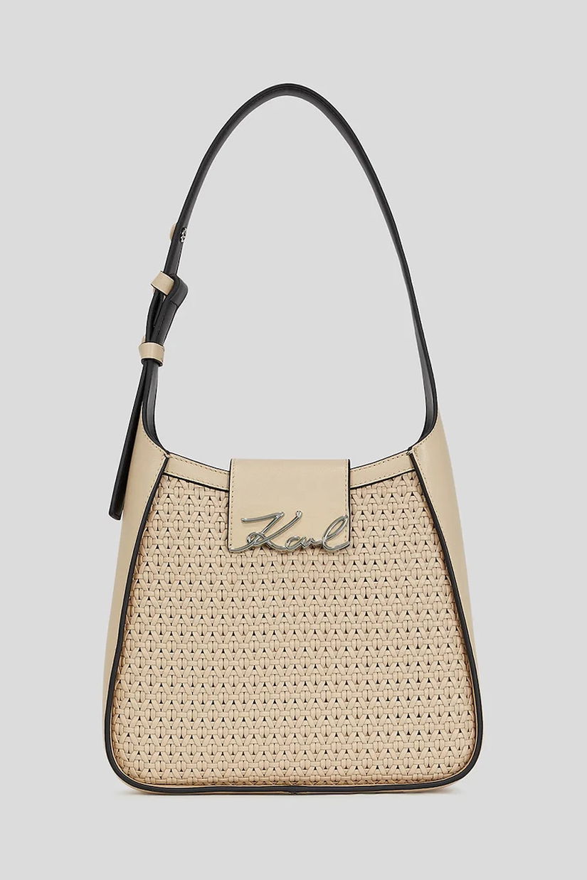 Karl Lagerfeld geantă de piele culoarea bej, A3W30048