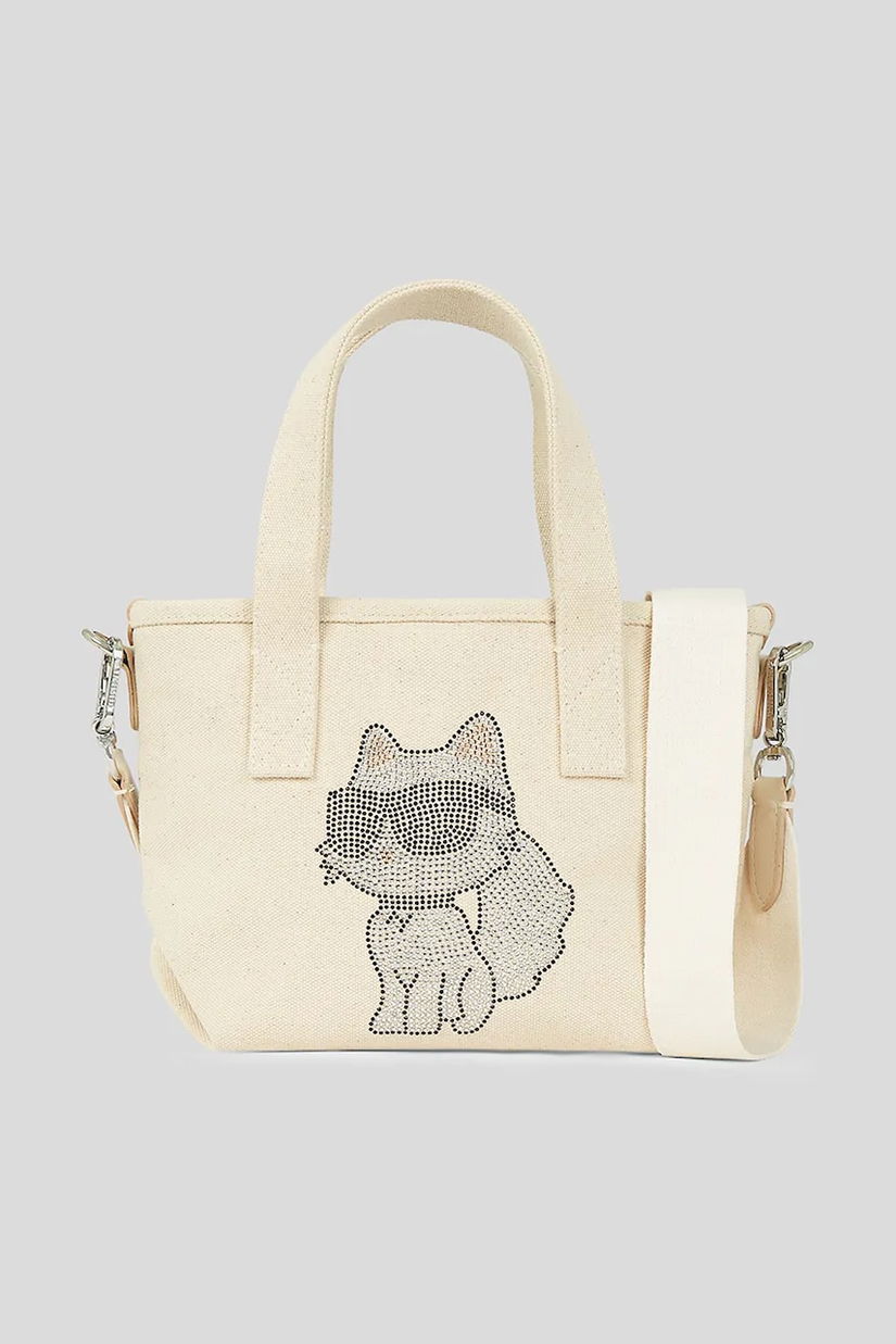 Karl Lagerfeld geantă de bumbac culoarea bej, A3W50115