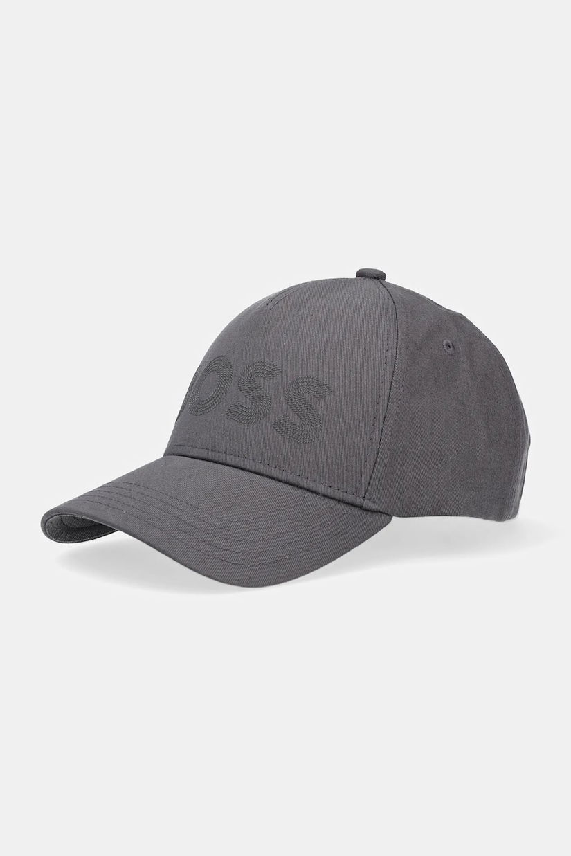 BOSS Green șapcă de baseball din bumbac culoarea gri, cu imprimeu, 50544417