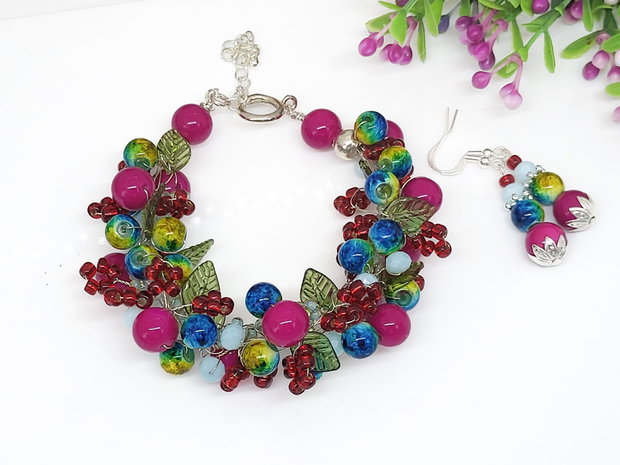 Set Berries-bratara si cercei /placat argint