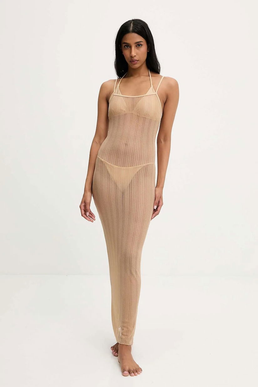 Answear Lab costum de baie și rochie de plajă culoarea bej, cupa moale