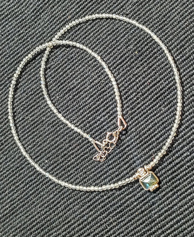 Colier argint labradorit charm minimalist boho chic trendy - Transport gratuit