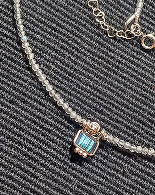Colier argint labradorit charm minimalist boho chic trendy - Transport gratuit