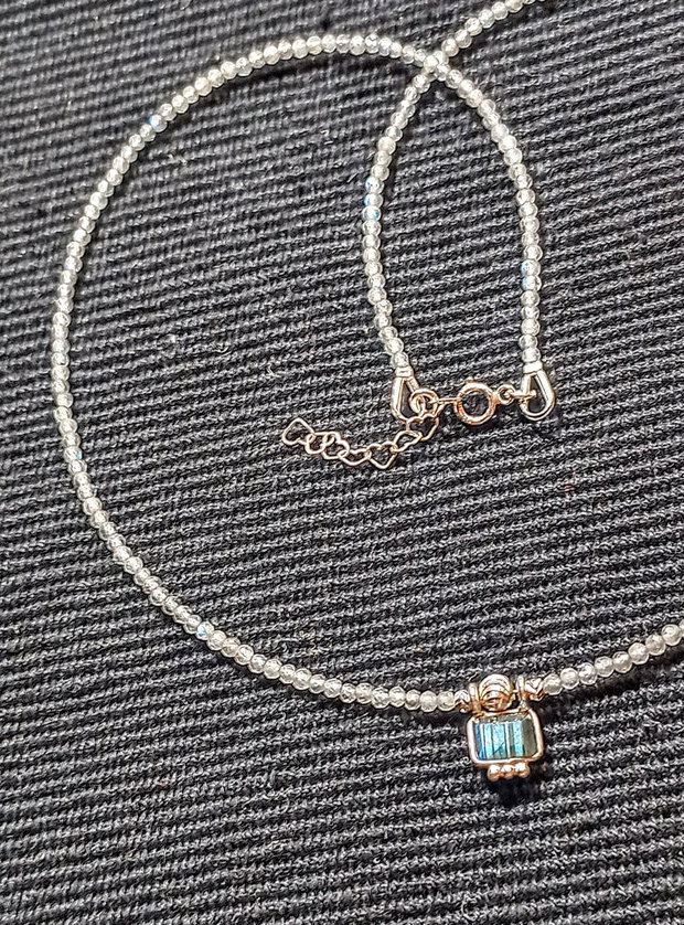Colier argint labradorit charm minimalist boho chic trendy - Transport gratuit