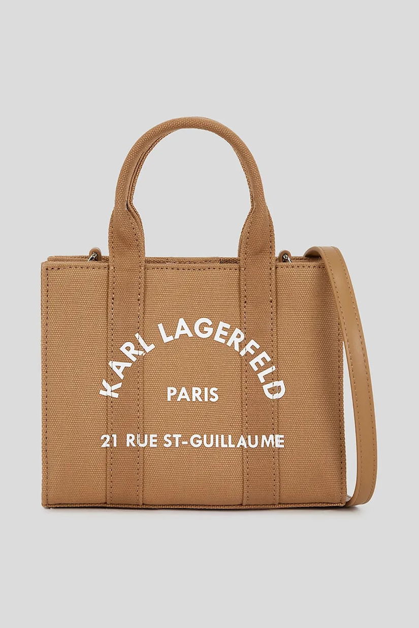 Karl Lagerfeld geantă de bumbac culoarea maro, A3W50118