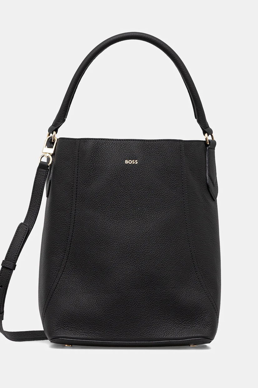 BOSS geantă de piele culoarea negru, 50547744