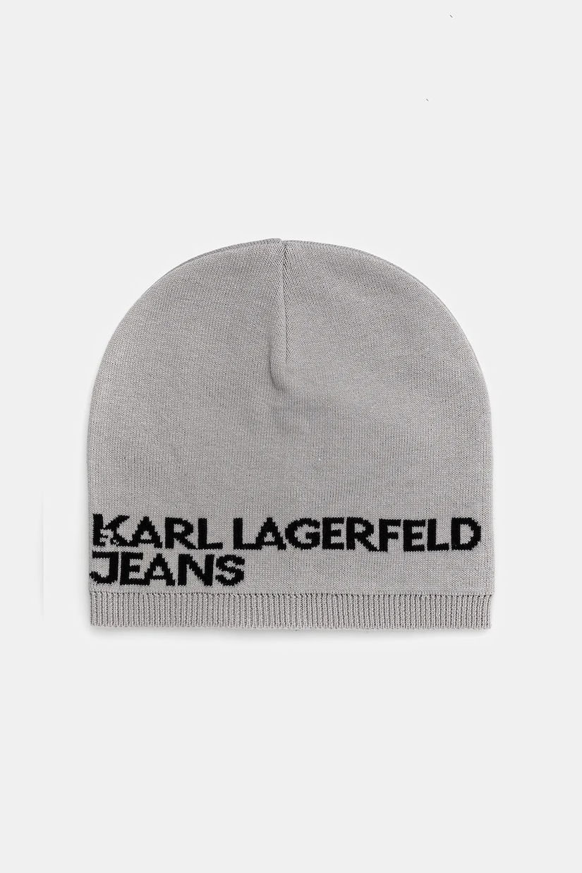 Karl Lagerfeld Jeans căciulă din bumbac culoarea gri, bumbac, din tesatura unia, A3M33113