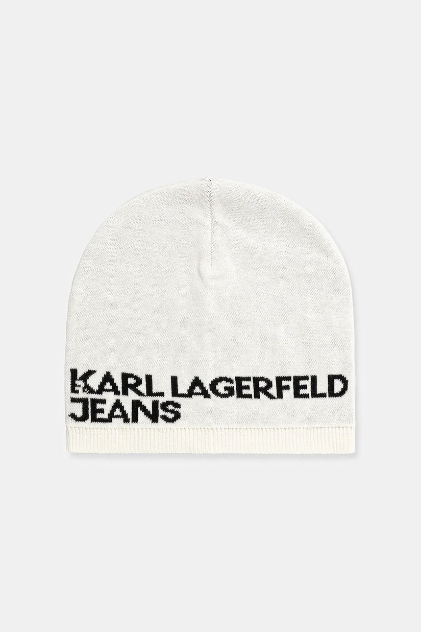 Karl Lagerfeld Jeans căciulă din bumbac culoarea bej, bumbac, din tesatura unia, A3M33113