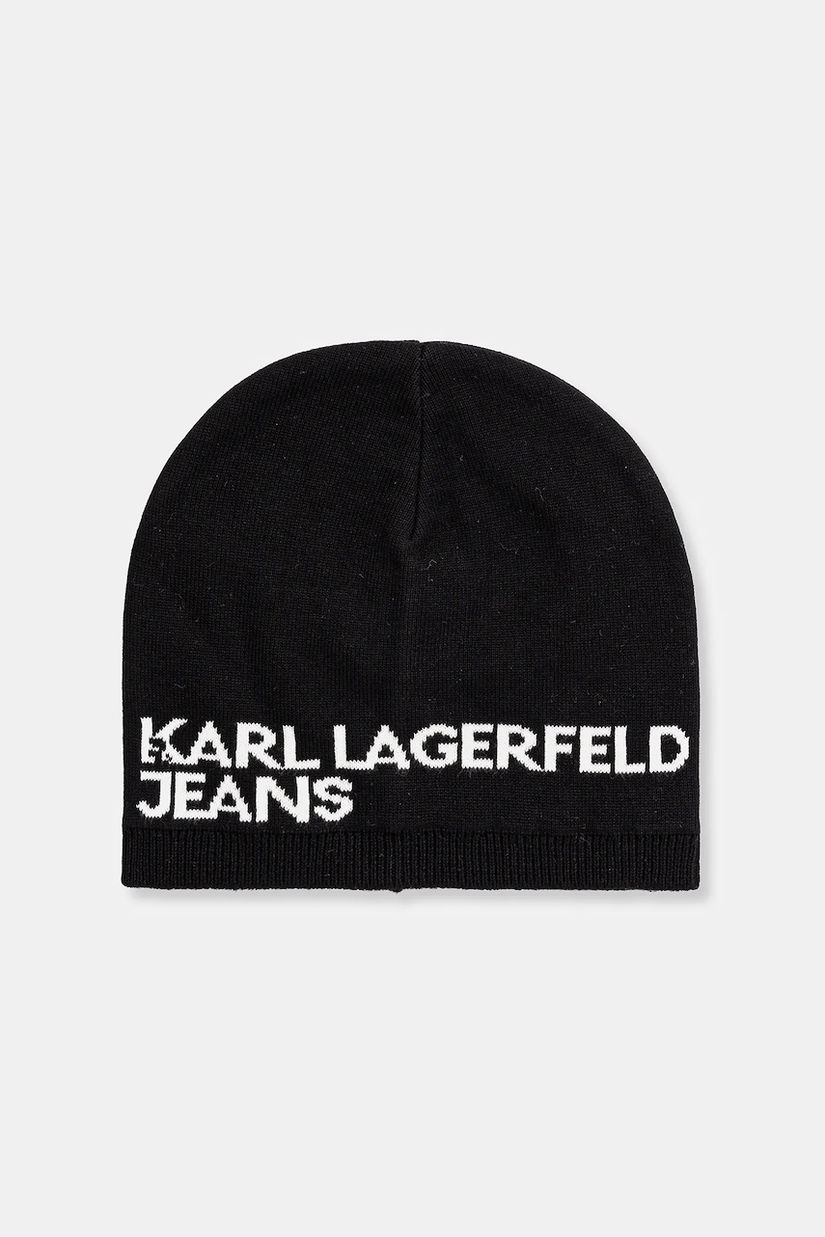 Karl Lagerfeld Jeans căciulă din bumbac culoarea negru, bumbac, din tesatura unia, A3M33113