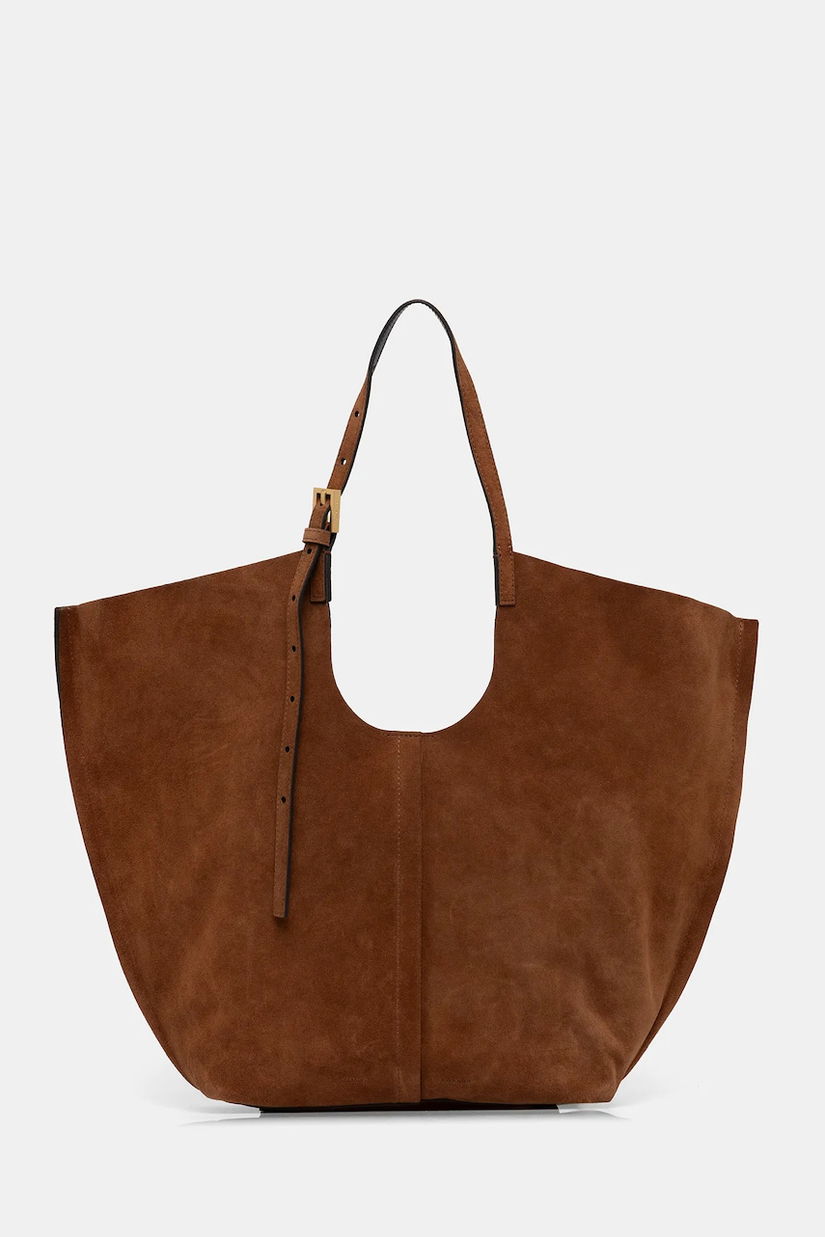 AllSaints geantă de piele întoarsă ARA culoarea maro, W338XC